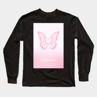 Pink Gradient Trust the Process Butterfly Aura Long Sleeve T-Shirt